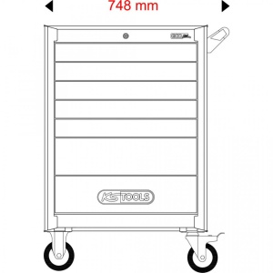 Carucior de atelier KS TOOLS ECOline cu 7 sertare si 215 unelte premium - Img 8