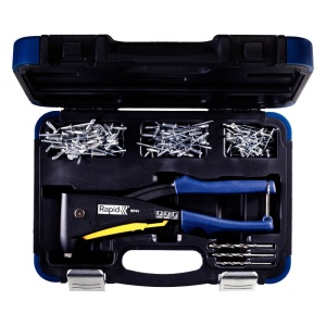 Cleste pop nituri Rapid RP40 Multi kit cu servieta, cap nituire universal cu etrier incorporat, 3.2 4.0 4.8mm, nituri aluminiu sau otel, sistem de verificare dimensiune nituri, grip moale,5001127
