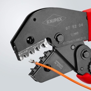 Cleste sertizat conectori cu fisa neizolati, deschisi, KNIPEX, 0.1 - 2.5 mm² - Img 3