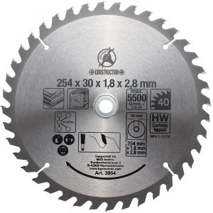 Disc placat BGS pentru circular, 254 x 30 mm, 40 dinti