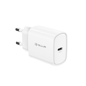 Încărcător priză ultra rapid Tellur 20W PD, USB-C, alb