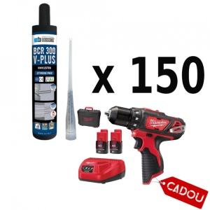 Kit 150 ancore chimice 300 ml Bossong BCR 300 V-Plus + cap mixare + CADOU masina de gaurit si insurubat cu acumulatori