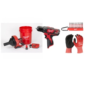 Kit Masina desfundat tevi sub-compacta, BDC6-202C, 12V + Masina de gaurit 12V, 2 baterii, incarcator, geanta, accesorii