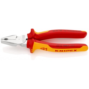KNIPEX 02 06 180 Patenti Combi cu parghie mare izolate, cu manere multicomponent, testate VDE cromat 180 mm