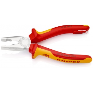 KNIPEX 03 06 180 T Patent combinat izolat cu manșoane-multicomponent, verificat de VDE, cu cârlig de fixare integrat, izolat, pentru montarea unei siguranțe împotriva căderii cromat 180 mm - Img 2