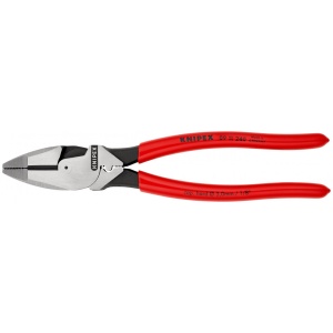 KNIPEX 09 11 240 Patenti Combi cu parghie mare "Lineman's Pliers" model american acoperit cu material plastic aderent vopsit negru 240 mm - Img 3