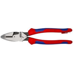 KNIPEX 09 12 240 T Patenti Combi cu parghie mare "Lineman's Pliers" model american cu manşoane suple, multicomponent, cu cârlig de fixare integrat pentru montarea unei siguranţe împotriva căderii vopsit negru 240 mm - Img 2