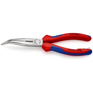 KNIPEX 26 22 200 T Clește plat-rotund cu tăiș (patent cu cioc angular) cu manşoane multicomponent, cu cârlig de fixare integrat pentru montarea unei siguranţe împotriva căderii vopsit negru 200 mm