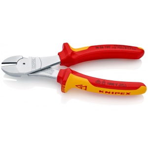 KNIPEX 74 06 180 Șfic de forță izolate, cu manere multicomponent, testate VDE cromat 180 mm - Img 2