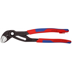 KNIPEX 87 02 250 T Cobra® Clește high tech pentru pompe de apă cu manşoane multicomponent, cu cârlig de fixare integrat pentru montarea unei siguranţe împotriva căderii bonderizat în culoarea gri 250 mm - Img 3