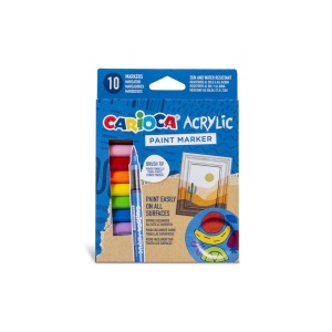 Marker cu vopsea acrilică și vârf pensulă Carioca 10 buc/set
