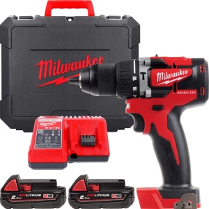 Mașină de găurit cu percuție, compactă cu motor fără perii M18™ M18 CBLPD-202C ( KIT: 2 x M18 B2 Acumulator, M12-18 C Încarcător, Kitbox) - Img 1