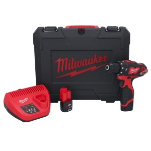 Masina de gaurit si insurubat cu percutie cu acumulator Milwaukee M12 BPD-202C, cuplu 30 Nm, livrata cu acumulatori, valiza