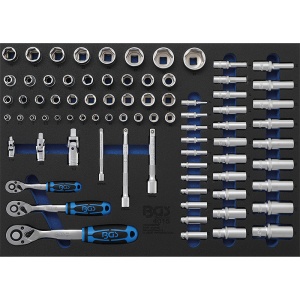 Organizator pentru carucior BGS, 80 chei cu clichet, tubulare, adaptoare, 3/3 sertar - Img 1