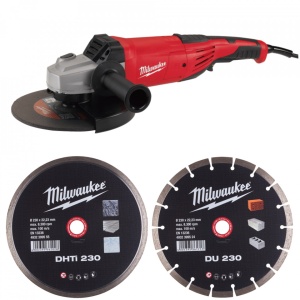 Pachet polizor 2200 W, disc 230 mm + 2 discuri diamantate