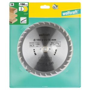 Panza pentru fierastrau circular Wolfcraft 6375000, diametru 190 mm, diametru interior disc 16 mm, latime taiere 2.4 mm, 30 dinti, seria verde. - Img 2