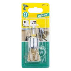 Perie de alama Wolfcraft 2738000, tip pensula, D 25 mm, tija hexagonala 1/4", lungimea sarmei 25 mm - Img 2