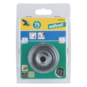 Perie Wolfcraft 2125000, tip oala, D 75 mm, pentru polizoare unghiulare, sarma rasucita, filet M14 - Img 2