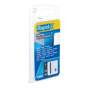 Pini Rapid 9 15, cuie fara floare, otel galvanizat, High Performance, 15mm, 1000 pini blister 40109538