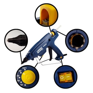 Pistol de lipit Rapid EG340 PRO industrial, batoane lipici 12 mm, putere 220W, temperatura reglabila 120 C-220 C, debit lipici 1400 g h, actionare tragaci cu 4 degete, 5000327 - Img 2