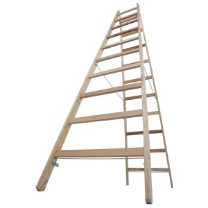 Scara de lemn dubla cu trepte pe ambele parti, 2x10 trepte - Img 8
