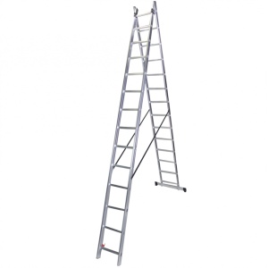 Scara dubla aluminiu BISONTE STR214 2 x 14 trepte inaltime maxima 6,8 m