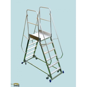 Scara mobila cu platforma, din aluminiu, dubla, la 70°, roti cu arc, produs RARIS, tip PDRA - Img 9