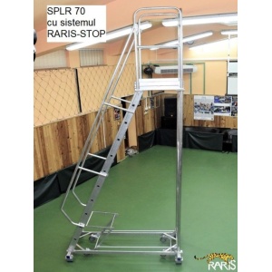 Scara mobila cu platforma, din aluminiu, la 70 grade, cu maneta, produs RARIS, tip SPLR70 - Img 6