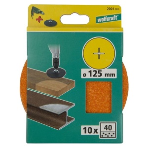 Set 10 discuri slefuire Wolfcraft 2001000, granulatie 40, 125 mm - Img 2