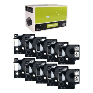 Set 10 Etichete compatibile 12mm x 7m negru alb Dymo S0720530 45013, pentru gama Dymo Labelamanger si Aimo D1600