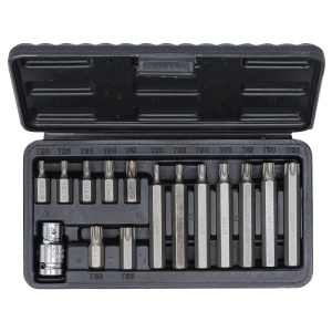 Set 15 varfuri Torx + adaptor 1/2" T20-T55 - Img 1