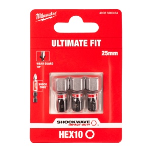 Set 3 biti de impact Milwaukee Shockwave Impact Duty™, Hex10mmx25mm - Img 2