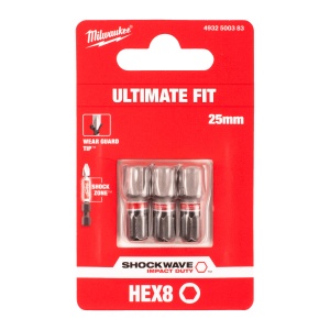 Set 3 biti de impact Milwaukee Shockwave Impact Duty™, Hex8mmx25mm - Img 2