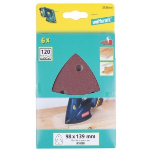Set 6 foi abrazive Wolfcraft 3138000, Gr. 120, perforate, 98x139 mm - Img 2
