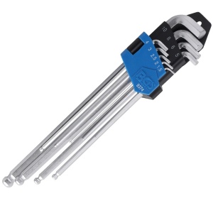 Set 9 chei imbus tip L cap sferic extra-lungi, 1.5 - 10 mm, cromate - Img 1