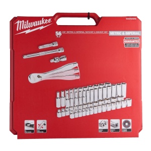 Set antrenor cu clichet ⅜″ Milwaukee + set chei tubulare metric și imperial 6-19 mm si 1/4"-5/16" (56buc ) - Img 15