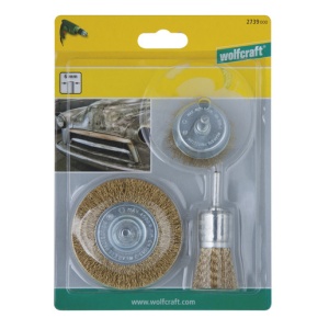 Set de 3 perii sarma din alama Wolfcraft 2739000 - Img 2