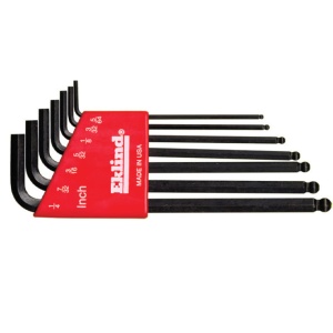 Set de 7 chei locas hexagonal lungi cu cap sferic in suport de plastic EKLIND 5/64''-1/4''