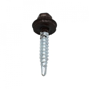 Suruburi Autoforante cu cap hexagonal, DIN 7504K, filet lemn (OFA), RAL 8017+saiba EPDM, 4.8x35mm, 250 bucati - Img 3