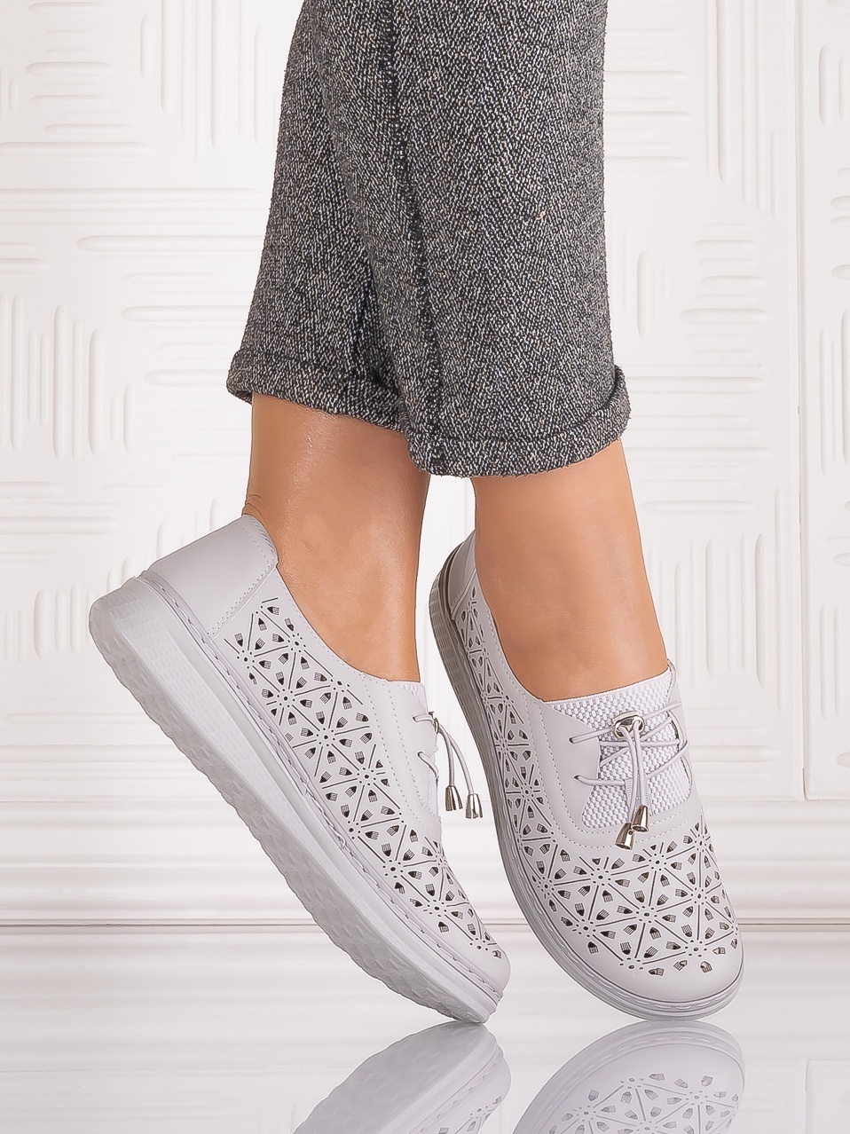 Pantofi casual Gri dama din Piele Ecologica Sorata - imagine 3