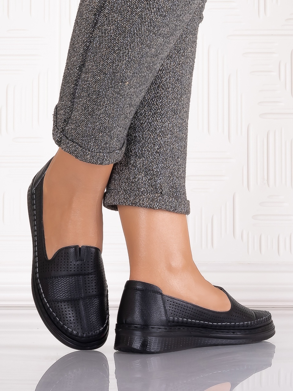 Pantofi casual Negrii dama din Piele Ecologica Arsene - imagine 4