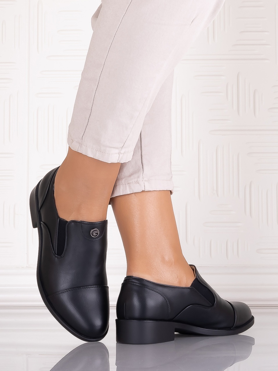 Pantofi casual Negrii dama din Piele Ecologica Olsada - imagine 2