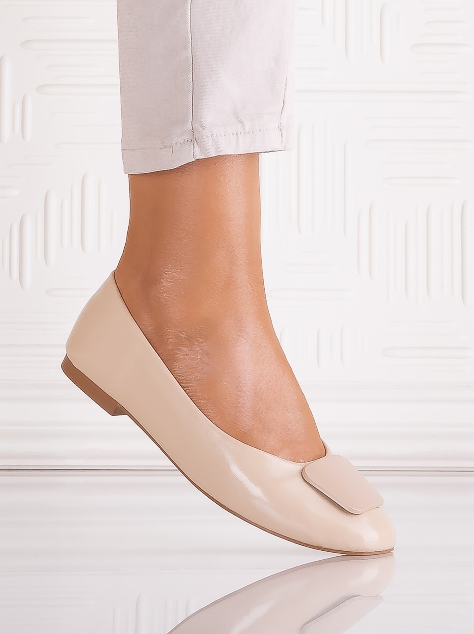 Pantofi dama Bej din Piele Ecologica Yolandia - imagine 2