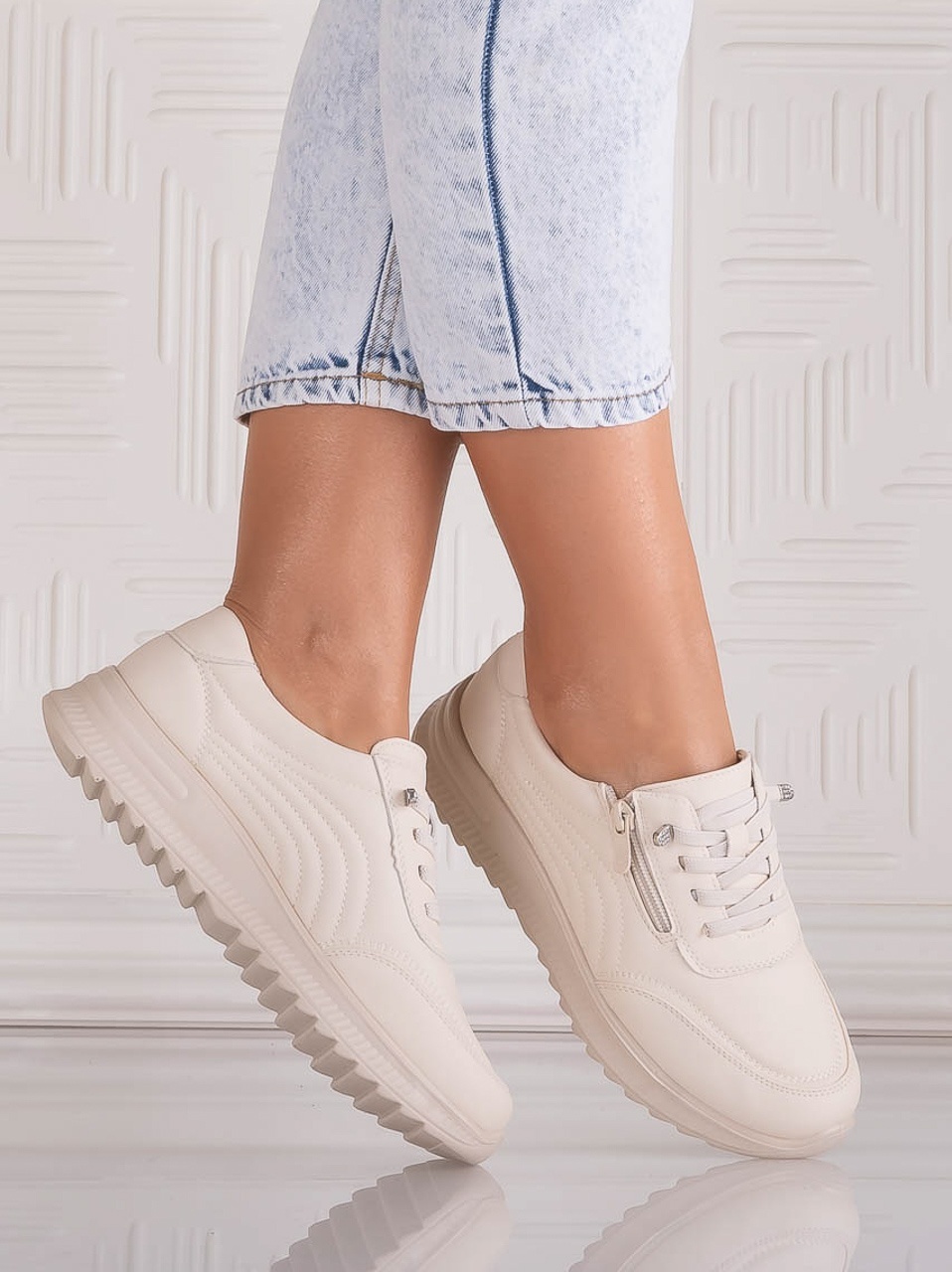 Pantofi dama Casual Bej din Piele Ecologica Savira - imagine 2