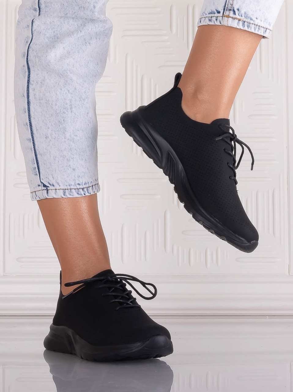 Pantofi dama Casual Negri din Piele Ecologica Rafira - imagine 6