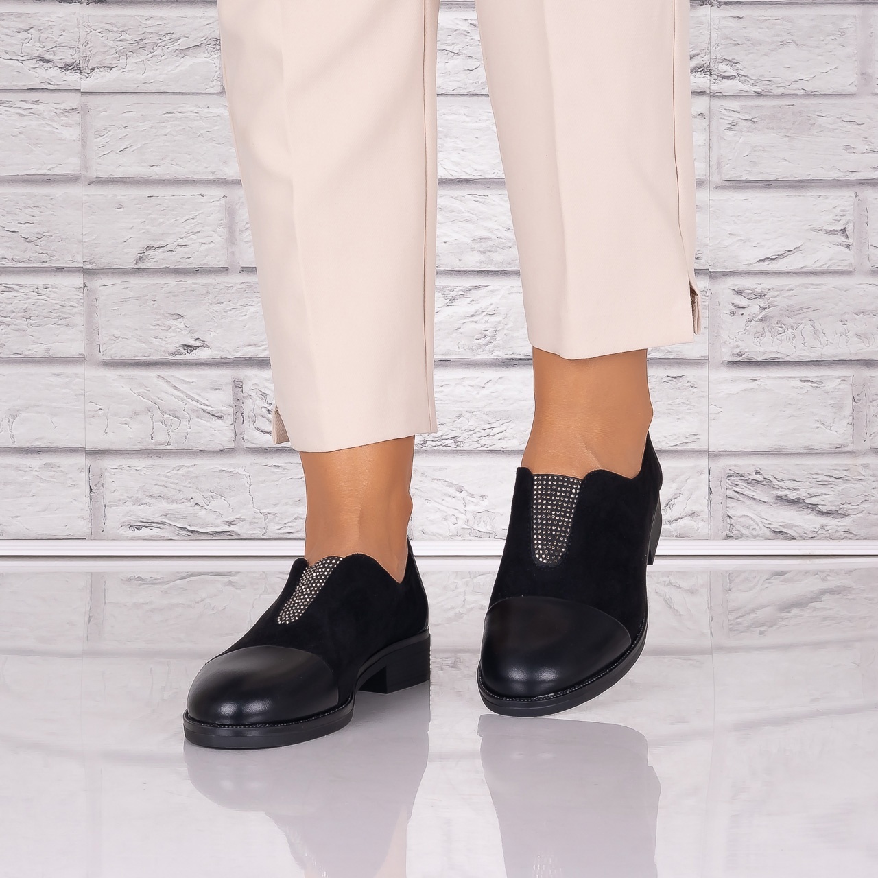 Pantofi dama casual Negri piele ecologica Daviria - 4 | YEO