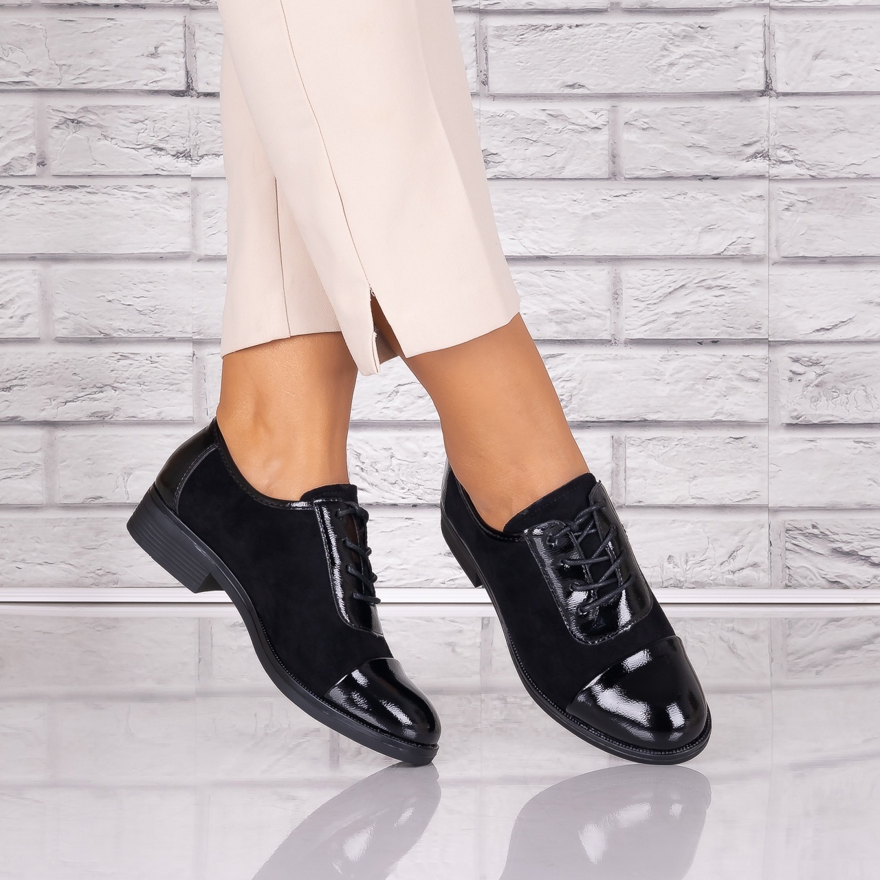 Pantofi dama casual Negri piele ecologica Intoarsa Maisie Torrenia - 2 | YEO