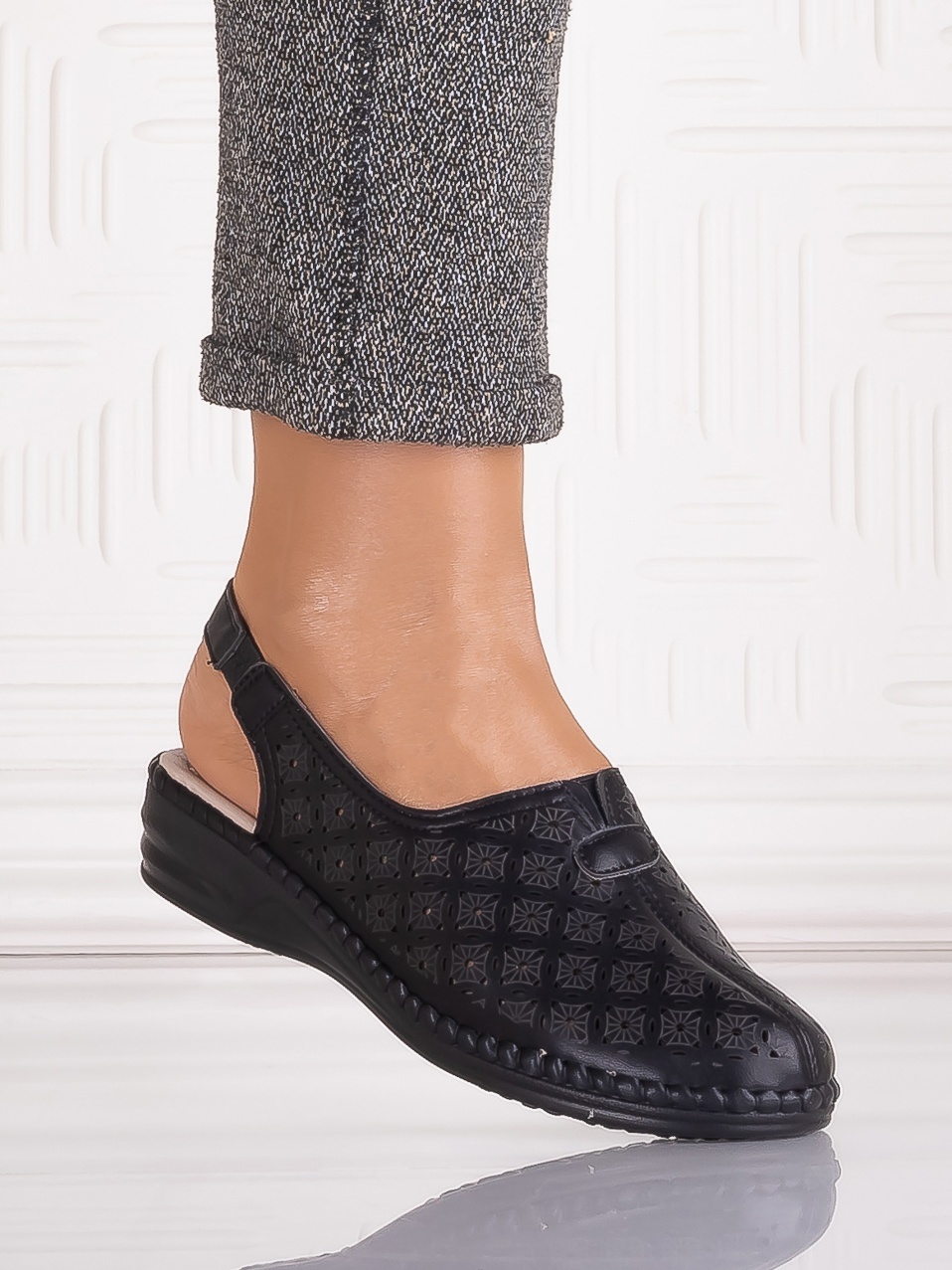 Pantofi Dama casual Negrii din Piele Ecologica Adnana - imagine 2