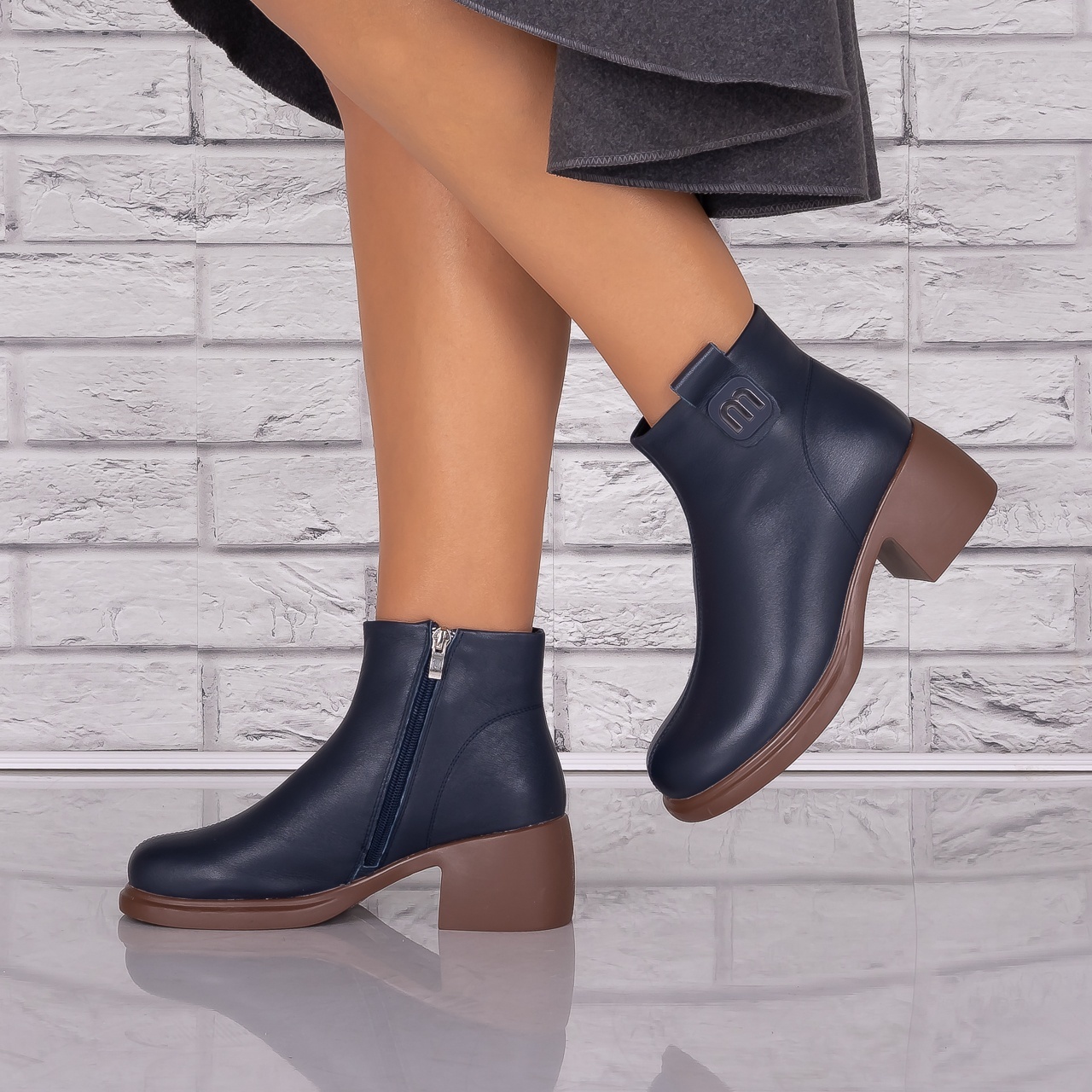 Ghete dama Bluemarin din Piele Naturala Eusebia - 2 | YEO