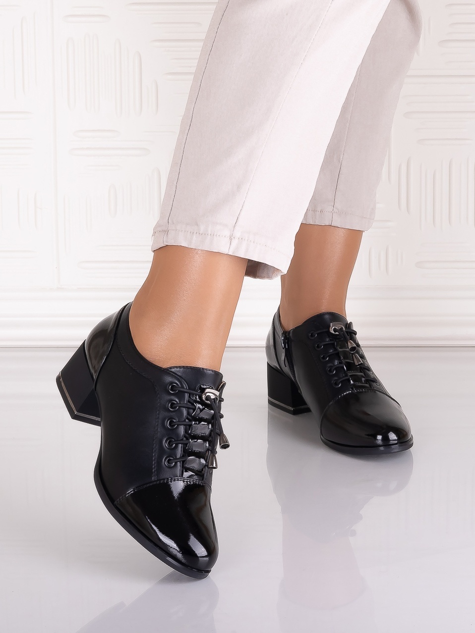 Pantofi casual Negrii dama din Piele Ecologica Sorinna - imagine 5